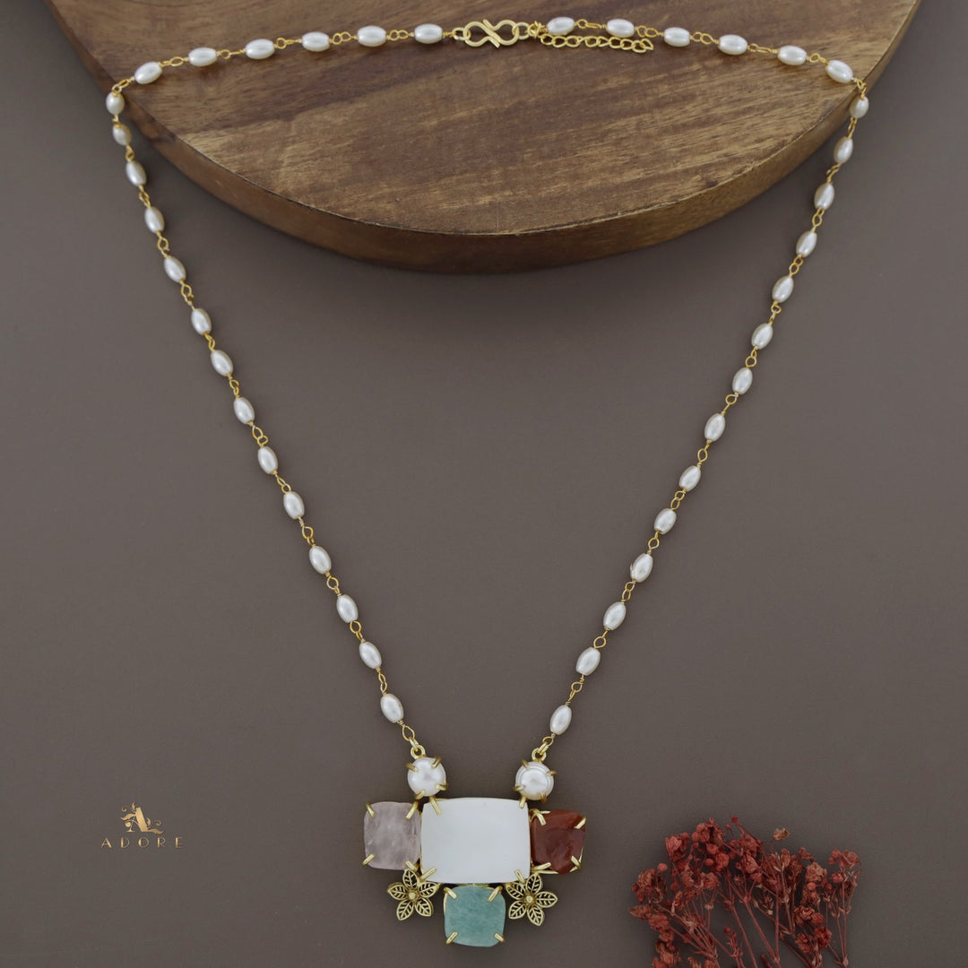Golden Night Flower Raw Stone Rice Pearl Neckpiece