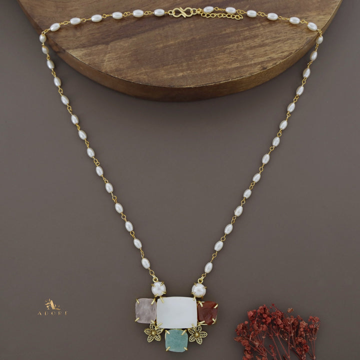 Golden Night Flower Raw Stone Rice Pearl Neckpiece