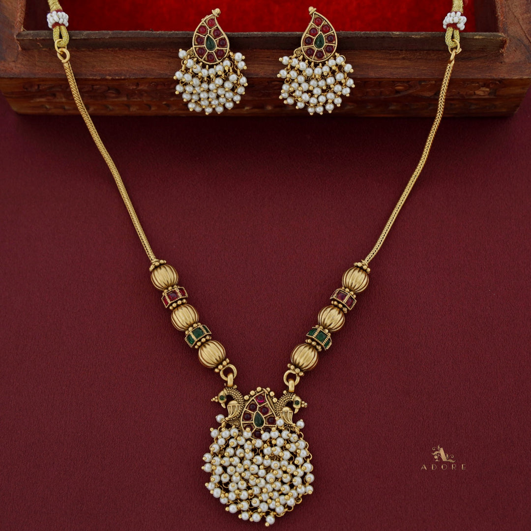 Mrithanga Mayoora Neckpiece With Earring