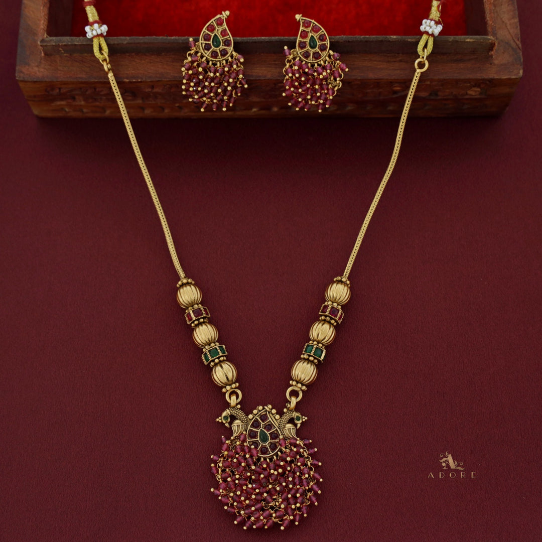 Mrithanga Mayoora Neckpiece With Earring