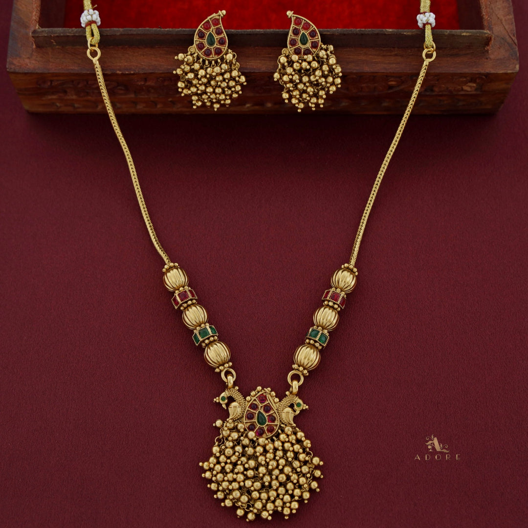 Mrithanga Mayoora Neckpiece With Earring