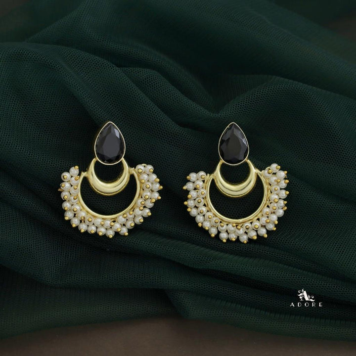 Drop Golden Moon Cluster Pearl Earring