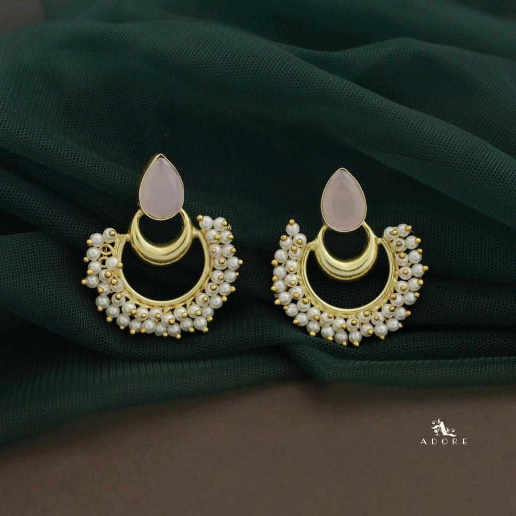 Drop Golden Moon Cluster Pearl Earring