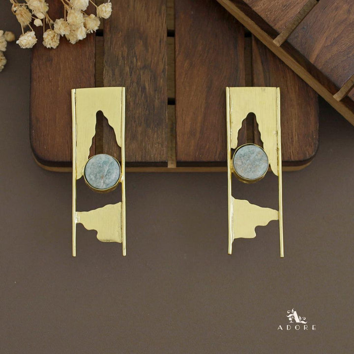 Aveniya 2 Line Round Raw Stone Earring