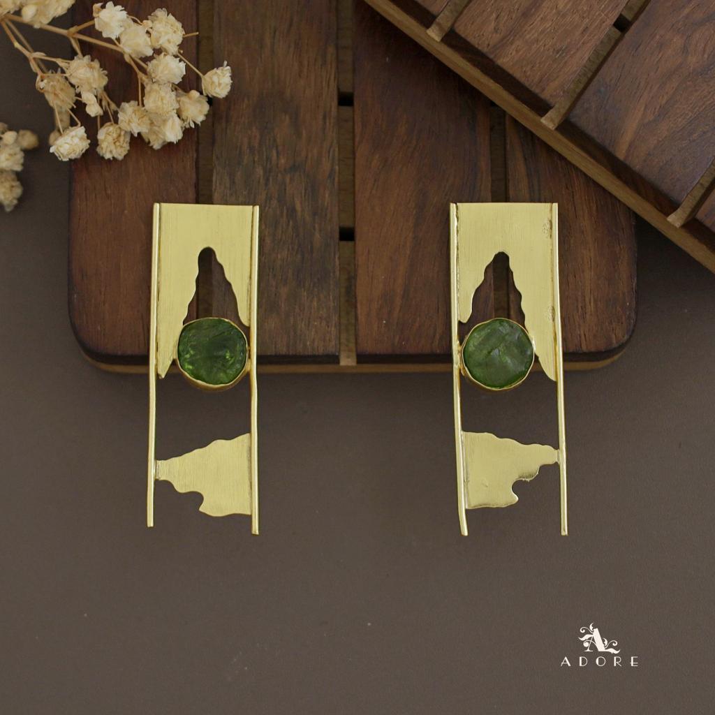 Aveniya 2 Line Round Raw Stone Earring