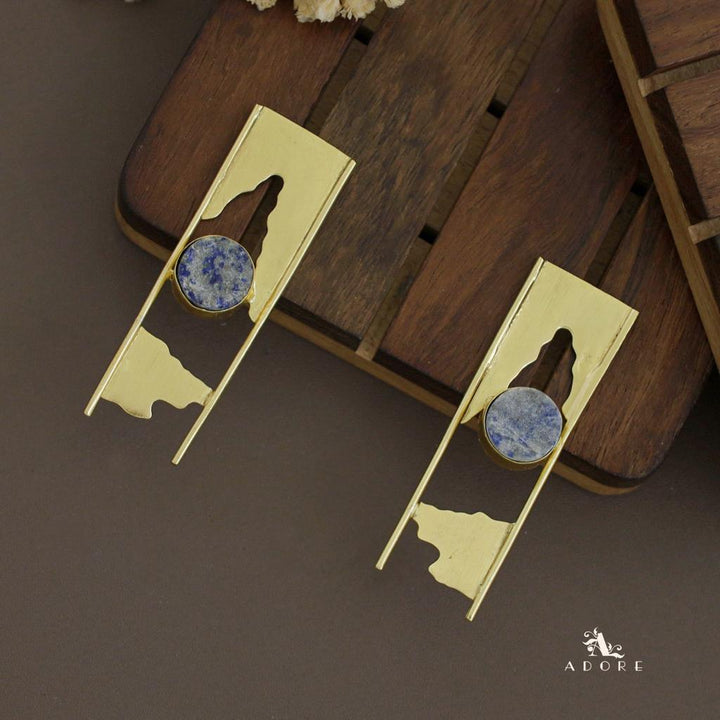 Aveniya 2 Line Round Raw Stone Earring