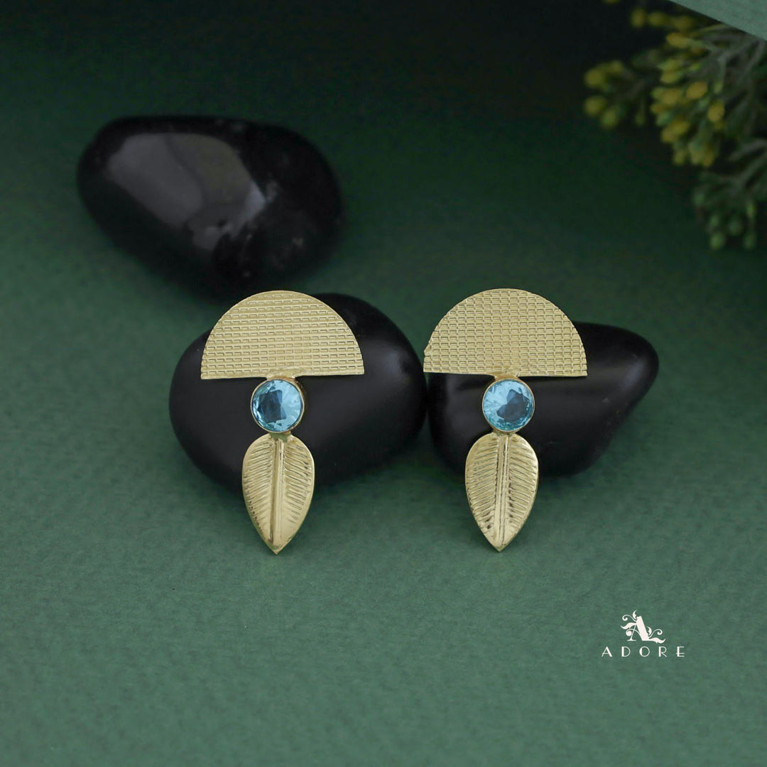 Abhaya Semi Circle Leafy Round Glossy Earring