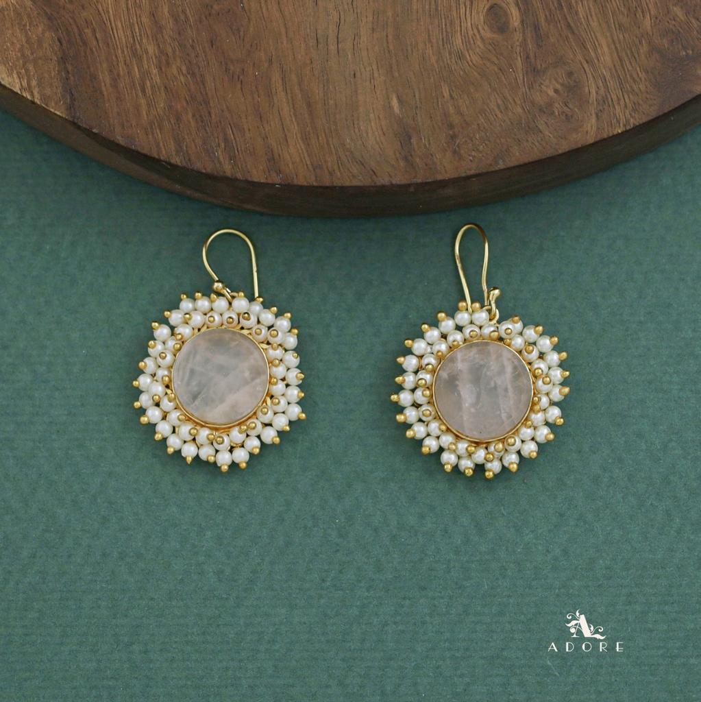 Harsha Raw Stone  Full Cluster Pearl Short Neckpiece With Drop
