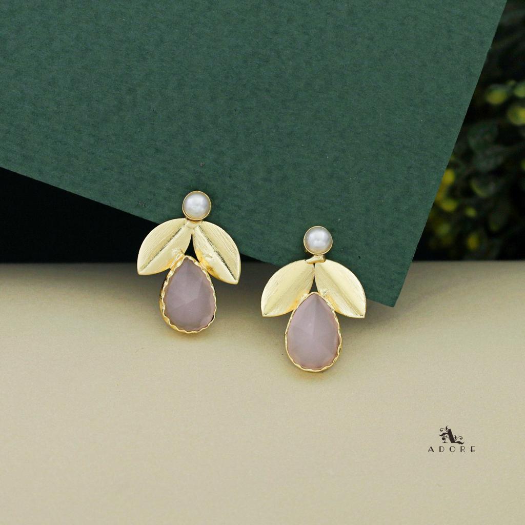 Ajala 2 Fold Leaf Glossy With Pearl Earring