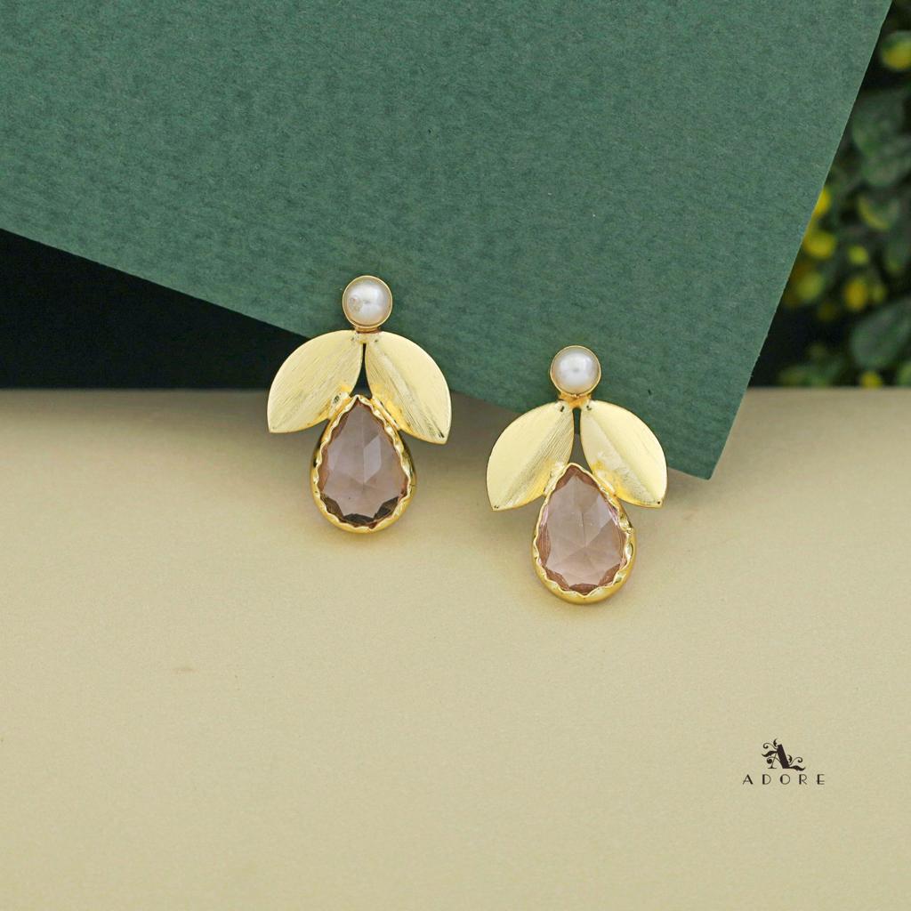 Ajala 2 Fold Leaf Glossy With Pearl Earring