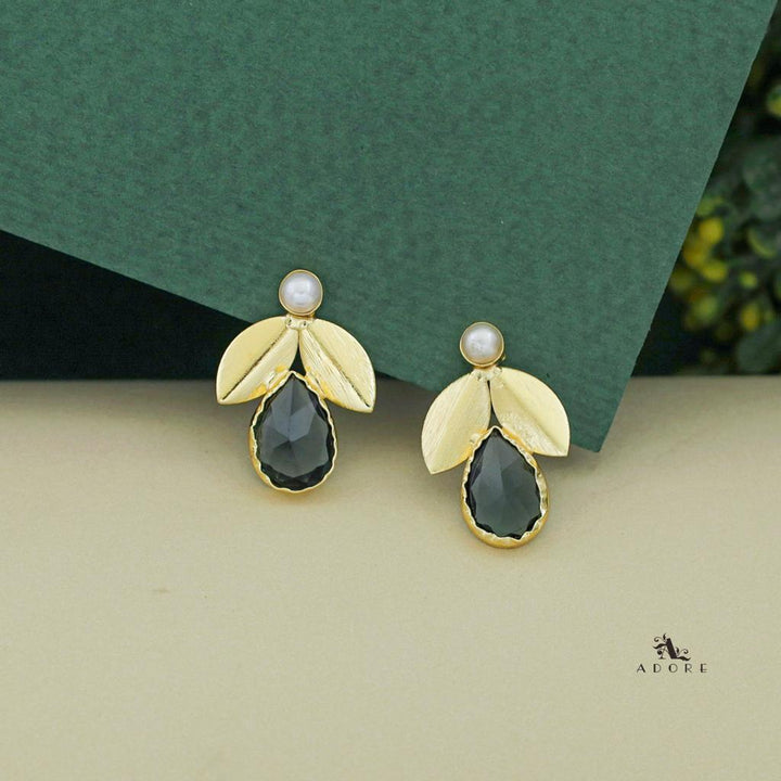 Ajala 2 Fold Leaf Glossy With Pearl Earring