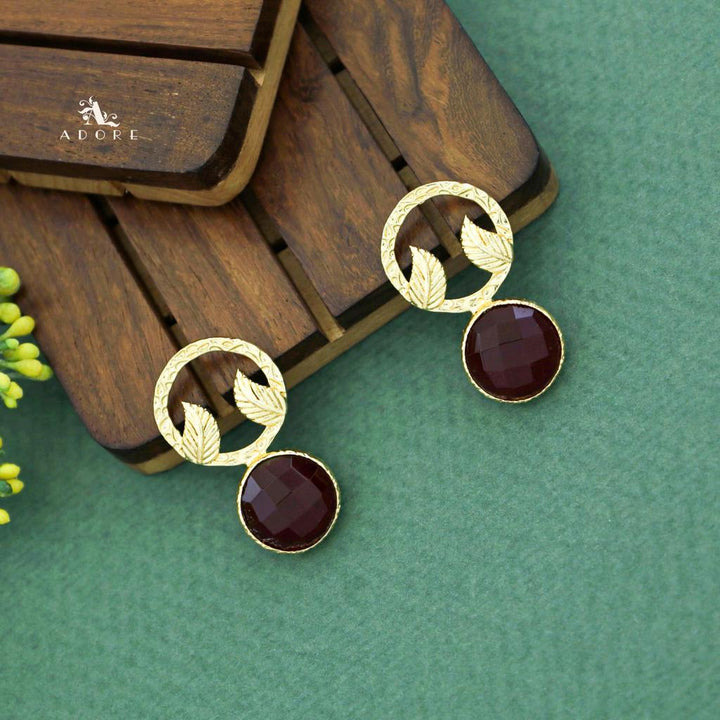 Textured Round Leafy Glossy Earring