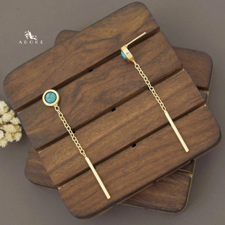 Likhna Round Glossy Chain Needle Earring
