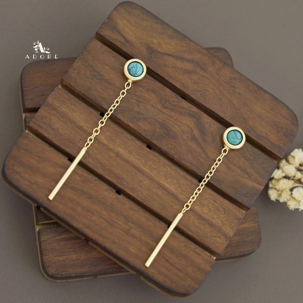 Likhna Round Glossy Chain Needle Earring
