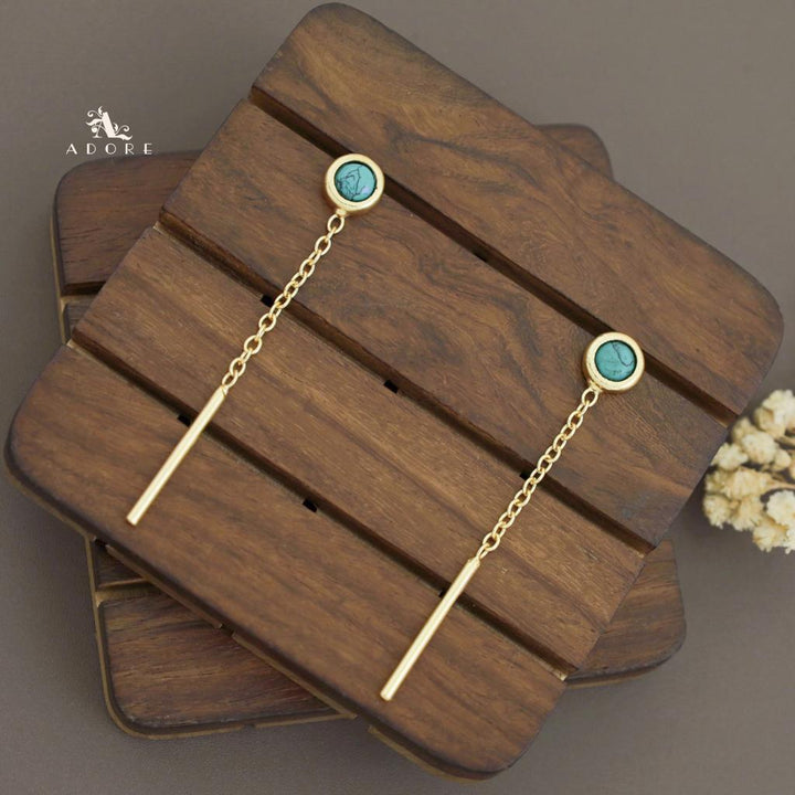 Likhna Round Glossy Chain Needle Earring