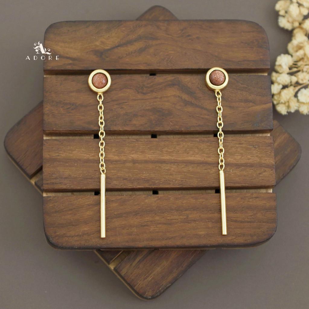 Likhna Round Glossy Chain Needle Earring