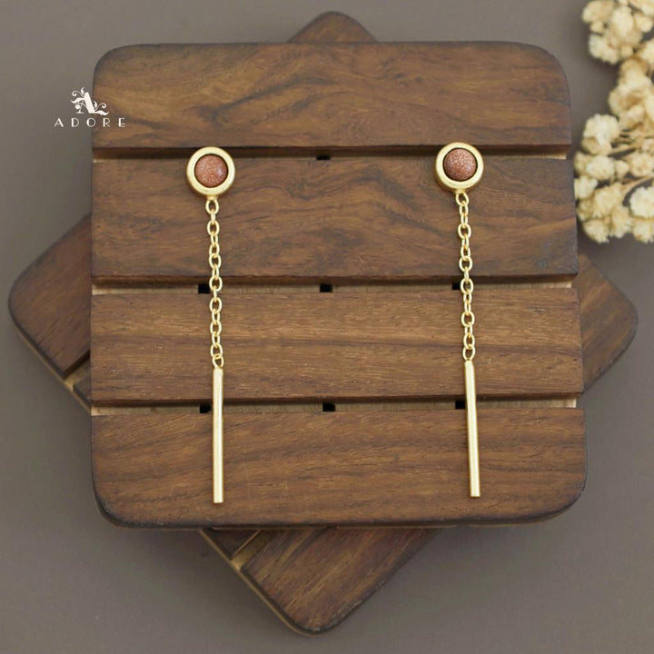 Likhna Round Glossy Chain Needle Earring