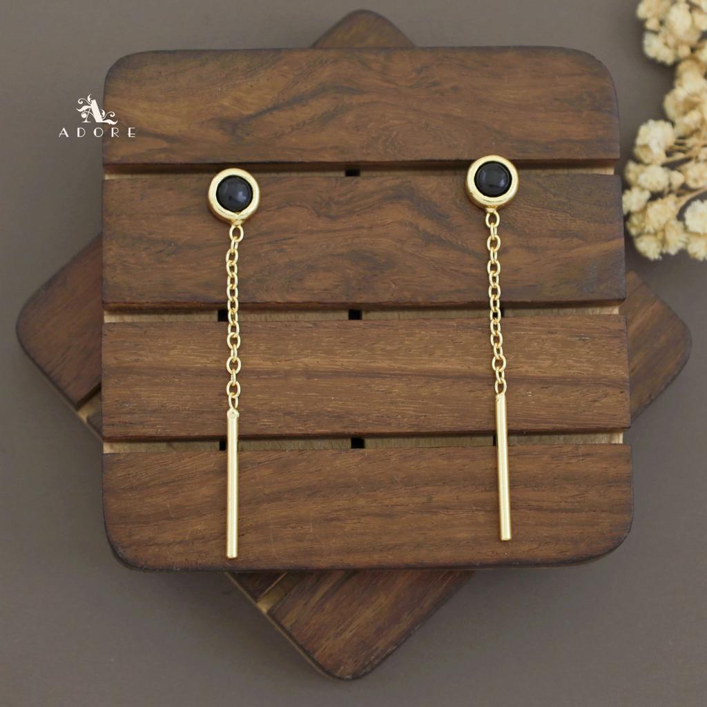 Likhna Round Glossy Chain Needle Earring