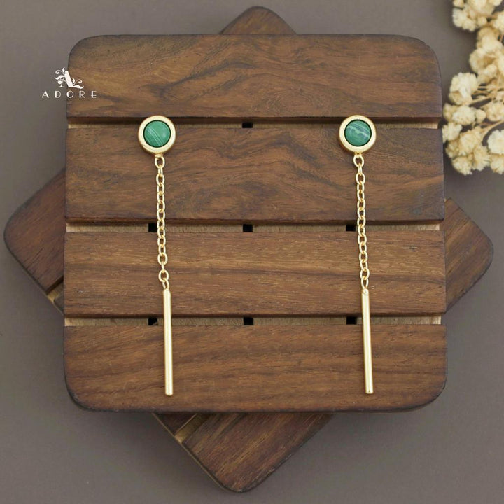 Likhna Round Glossy Chain Needle Earring