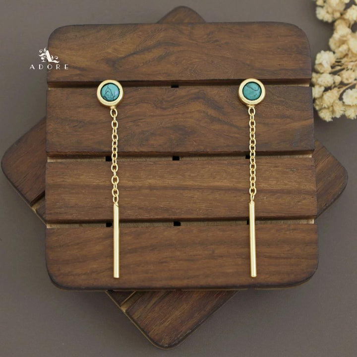 Likhna Round Glossy Chain Needle Earring