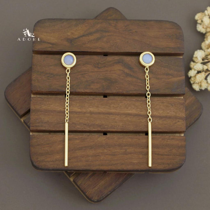 Likhna Round Glossy Chain Needle Earring