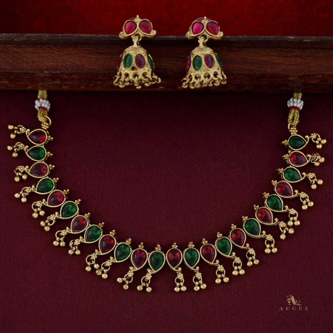 Yashwasi Gold Ball Neckpiece With Earring
