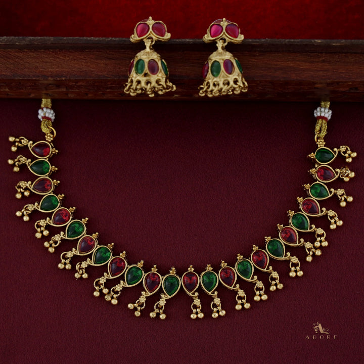 Yashwasi Gold Ball Neckpiece With Jhumka