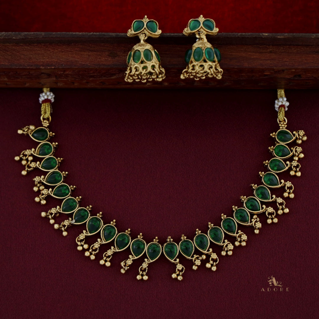 Yashwasi Gold Ball Neckpiece With Jhumka