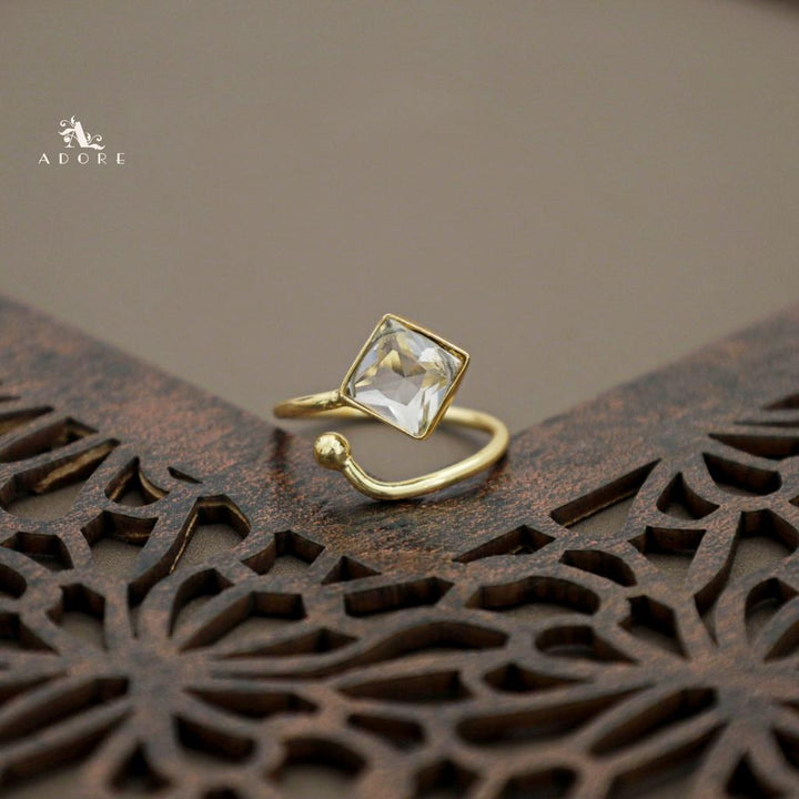 Golden Single Stone Diamond Ring