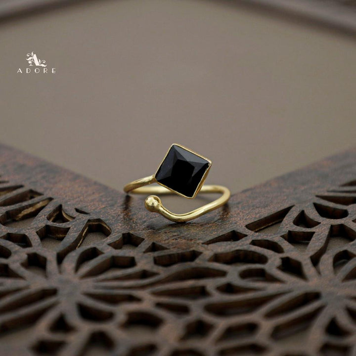 Golden Single Stone Diamond Ring