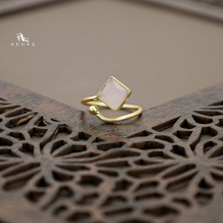 Golden Single Stone Diamond Ring