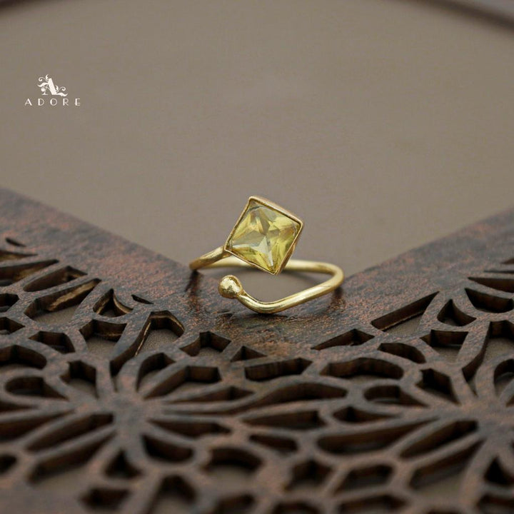 Golden Single Stone Diamond Ring