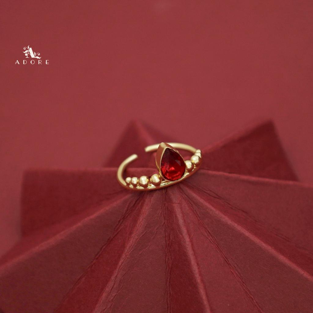 Golden Dotted Glossy Drop Ring