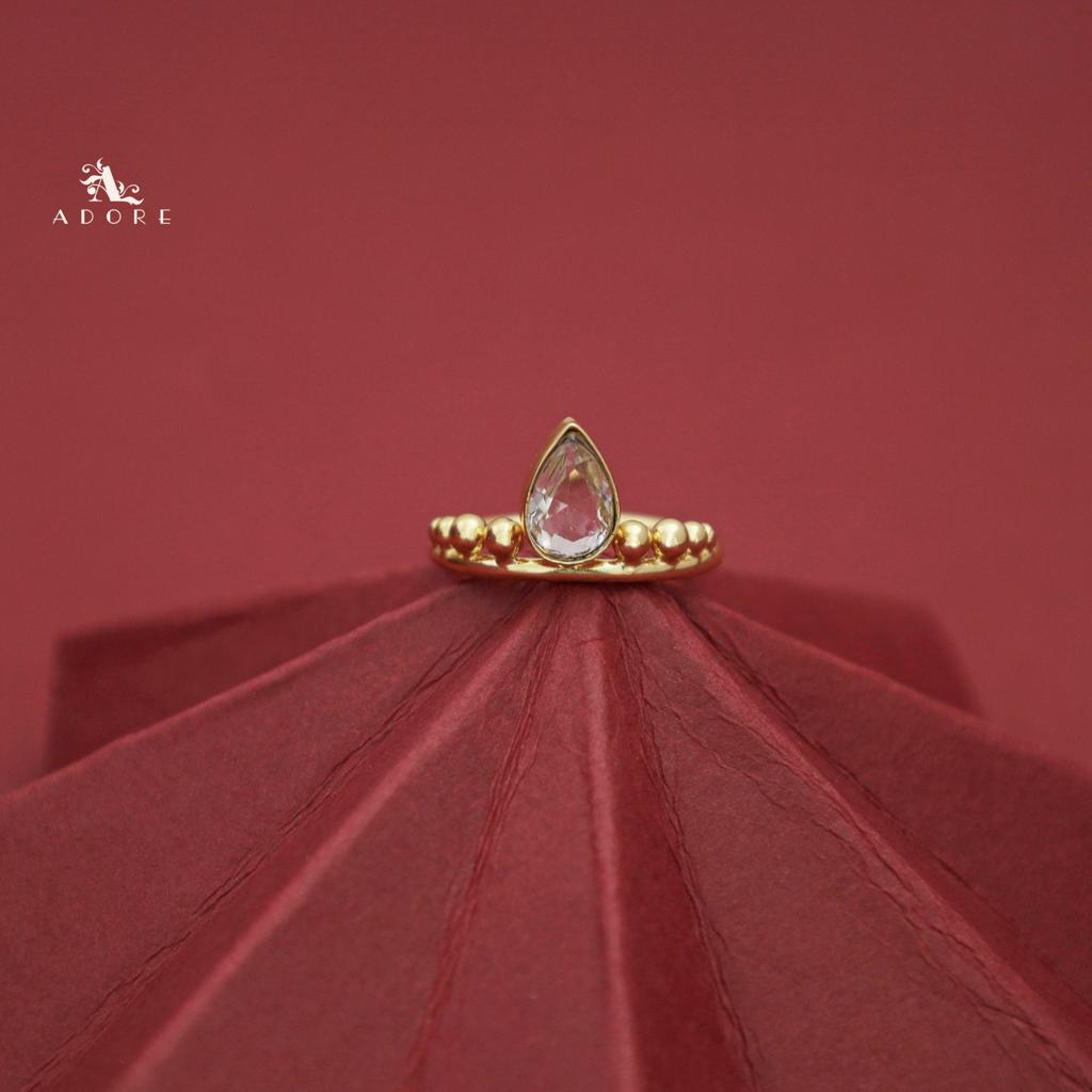 Golden Dotted Glossy Drop Ring