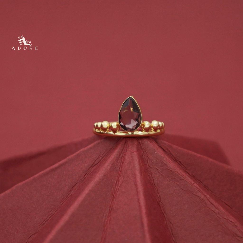 Golden Dotted Glossy Drop Ring