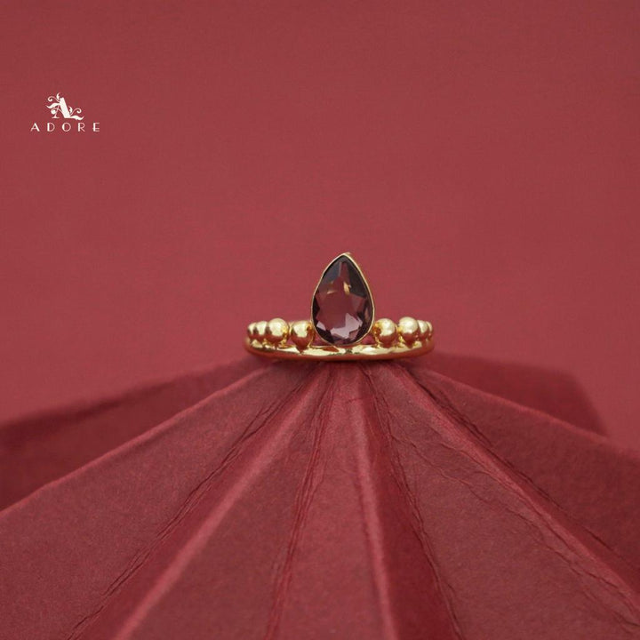 Golden Dotted Glossy Drop Ring