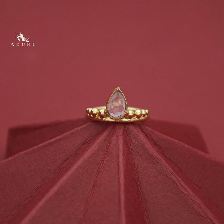 Golden Dotted Glossy Drop Ring