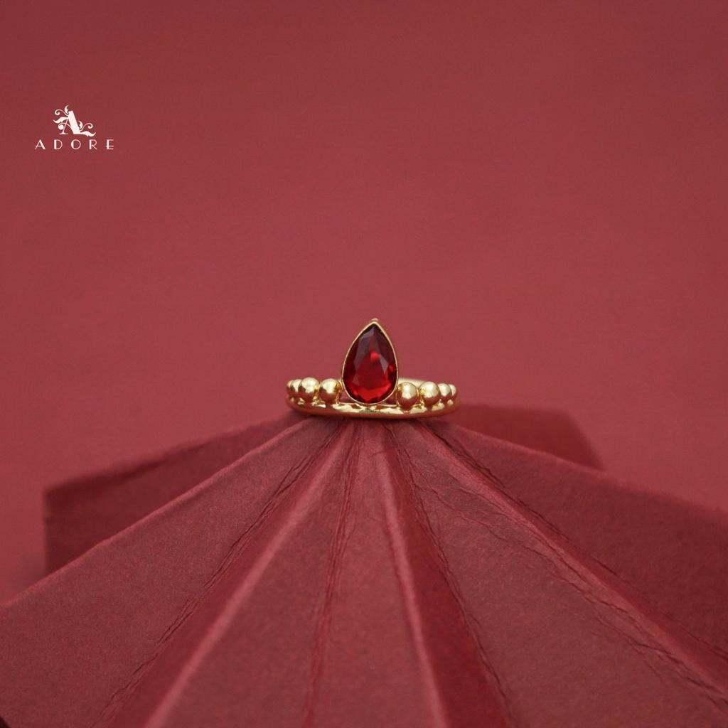 Golden Dotted Glossy Drop Ring