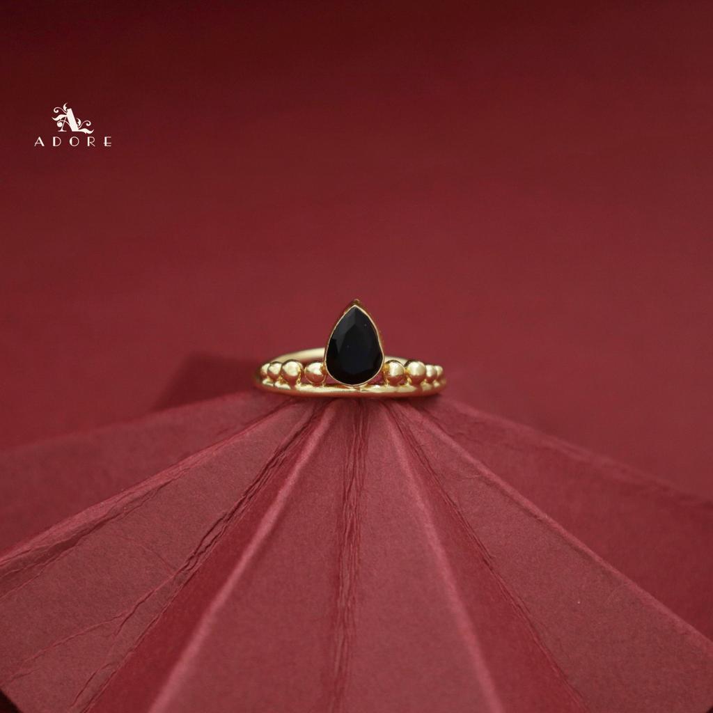 Golden Dotted Glossy Drop Ring