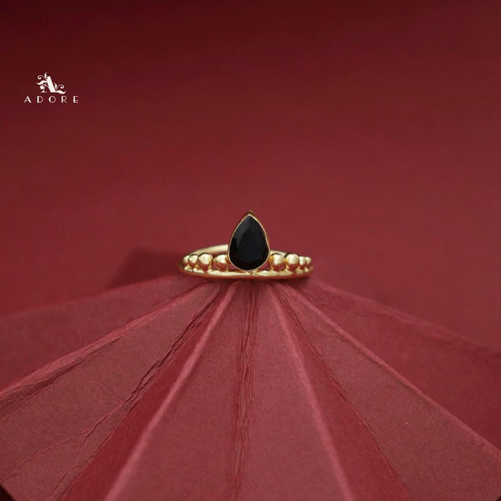 Golden Dotted Glossy Drop Ring