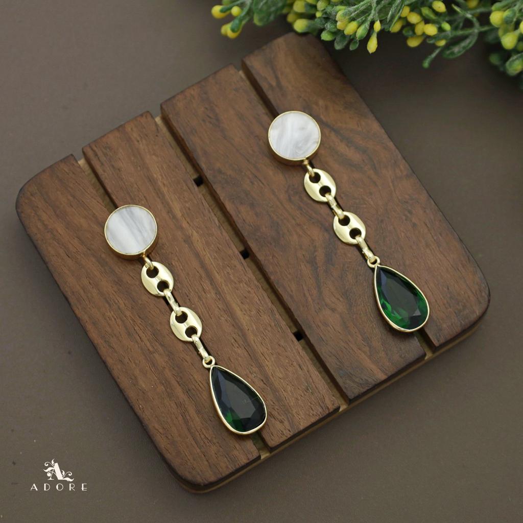 Nile Round MOP Glossy Drop Earring