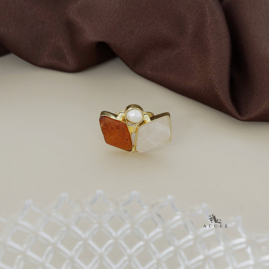 Namya Dual Raw Stone Pearl Ring