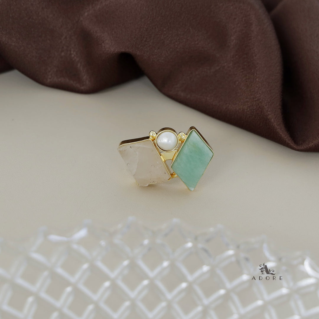 Namya Dual Raw Stone Pearl Ring