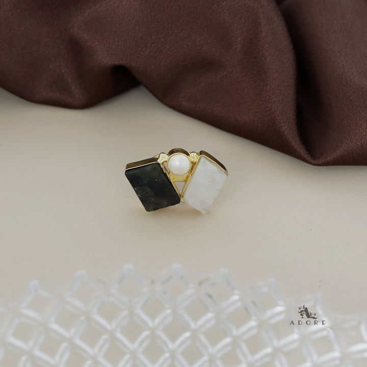 Namya Dual Raw Stone Pearl Ring