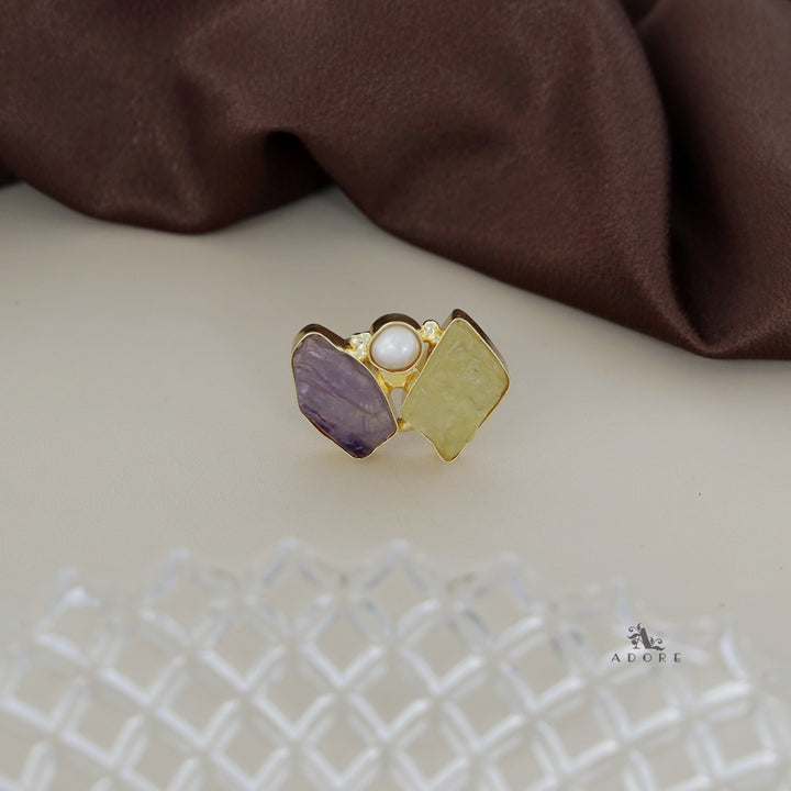 Namya Dual Raw Stone Pearl Ring