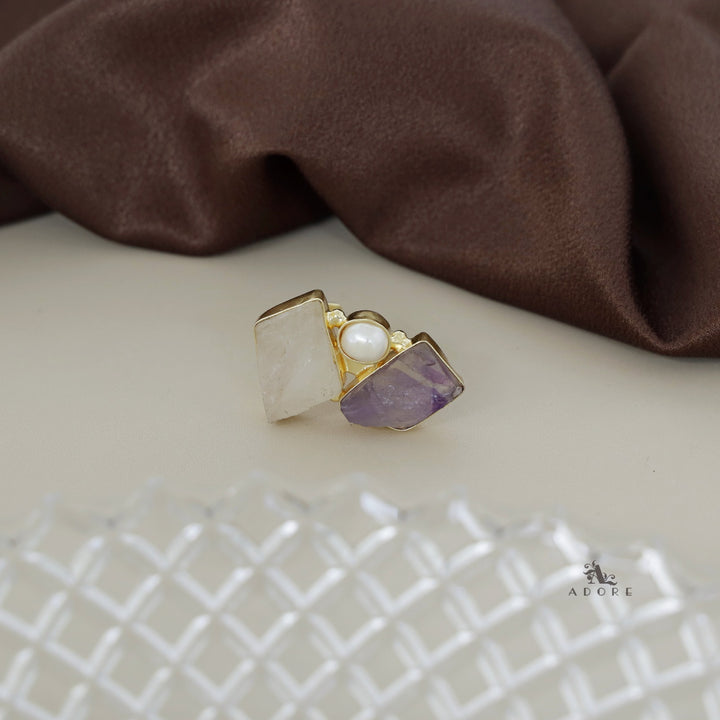 Namya Dual Raw Stone Pearl Ring