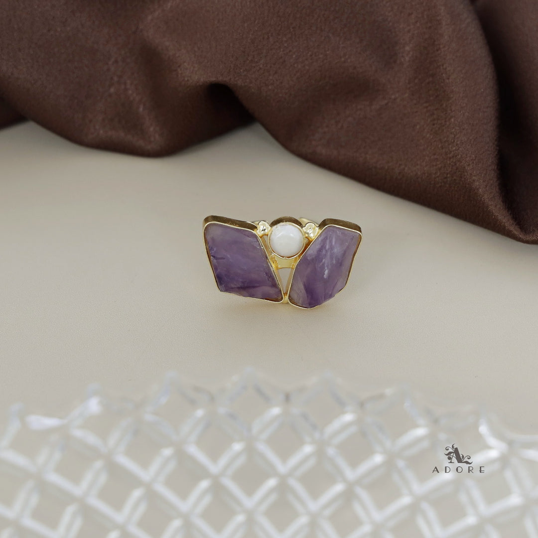 Namya Dual Raw Stone Pearl Ring