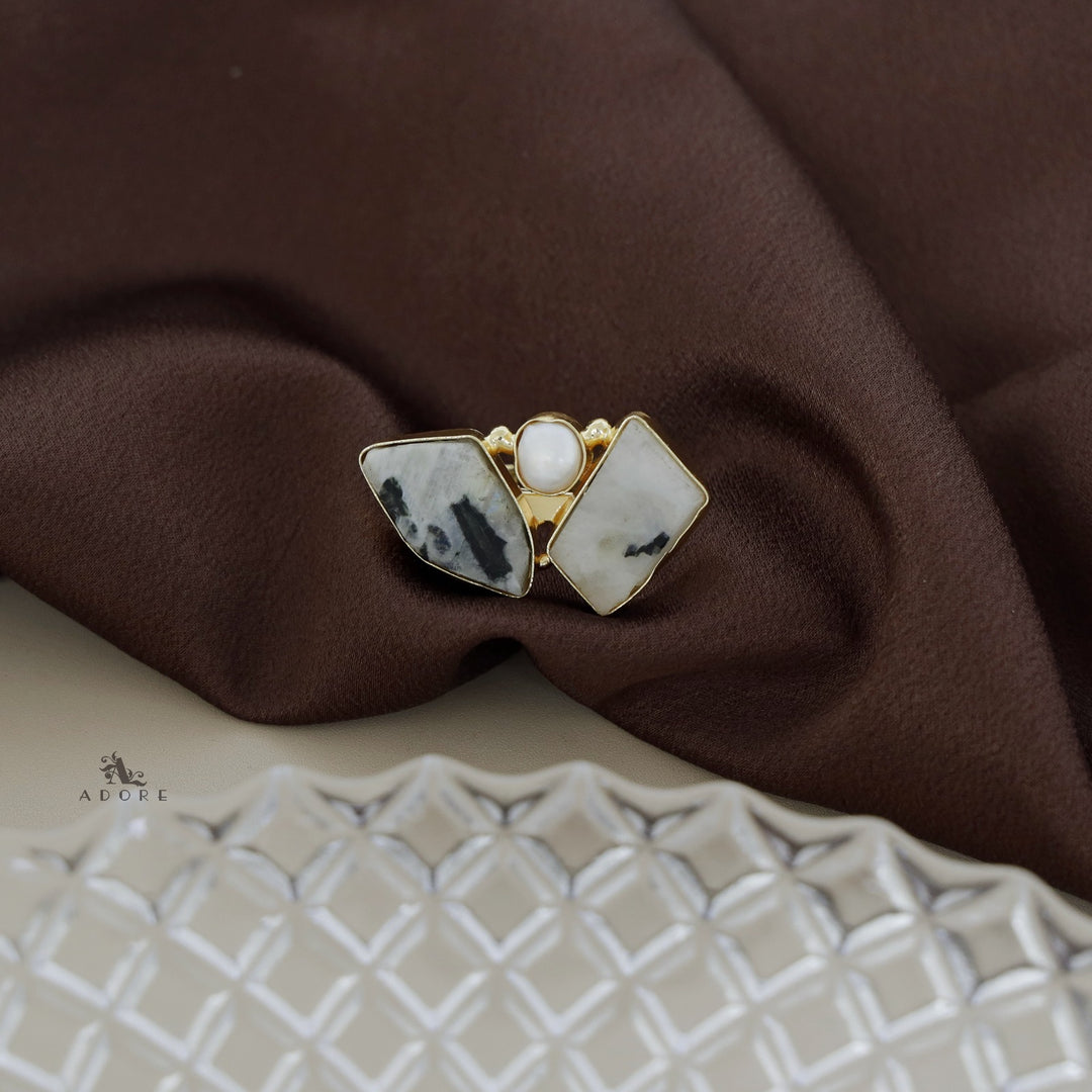 Namya Dual Raw Stone Pearl Ring