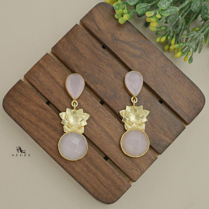 Orana Flower Drop And Round Glossy Earring