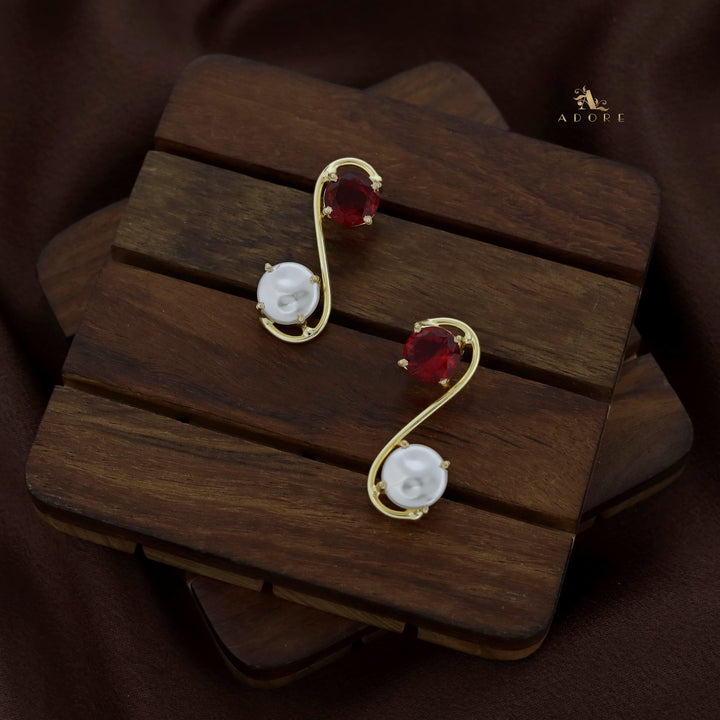 Golden S Baroque + Round Glossy Earring